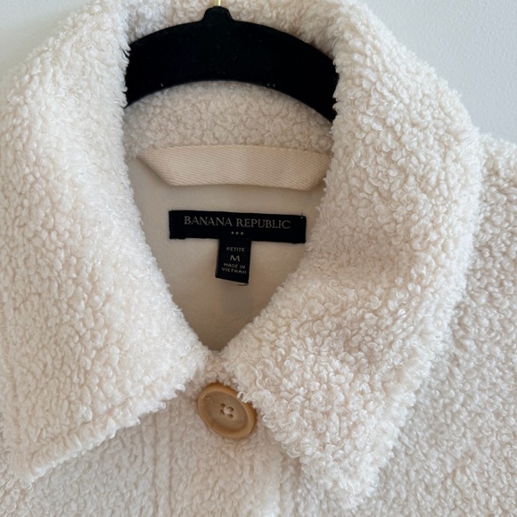 Banana Republic Cropped Cream Teddy Sherpa Jacket Women's Petite Medium - Picture 4 of 9
